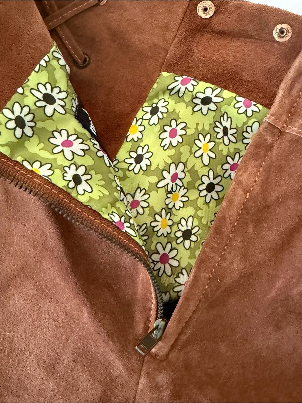 Vtg Y2K Wilson’s Brown Suede Western Jacket Lace Up Skirt Floral Lining Set L/8 - Picture 4 of 16